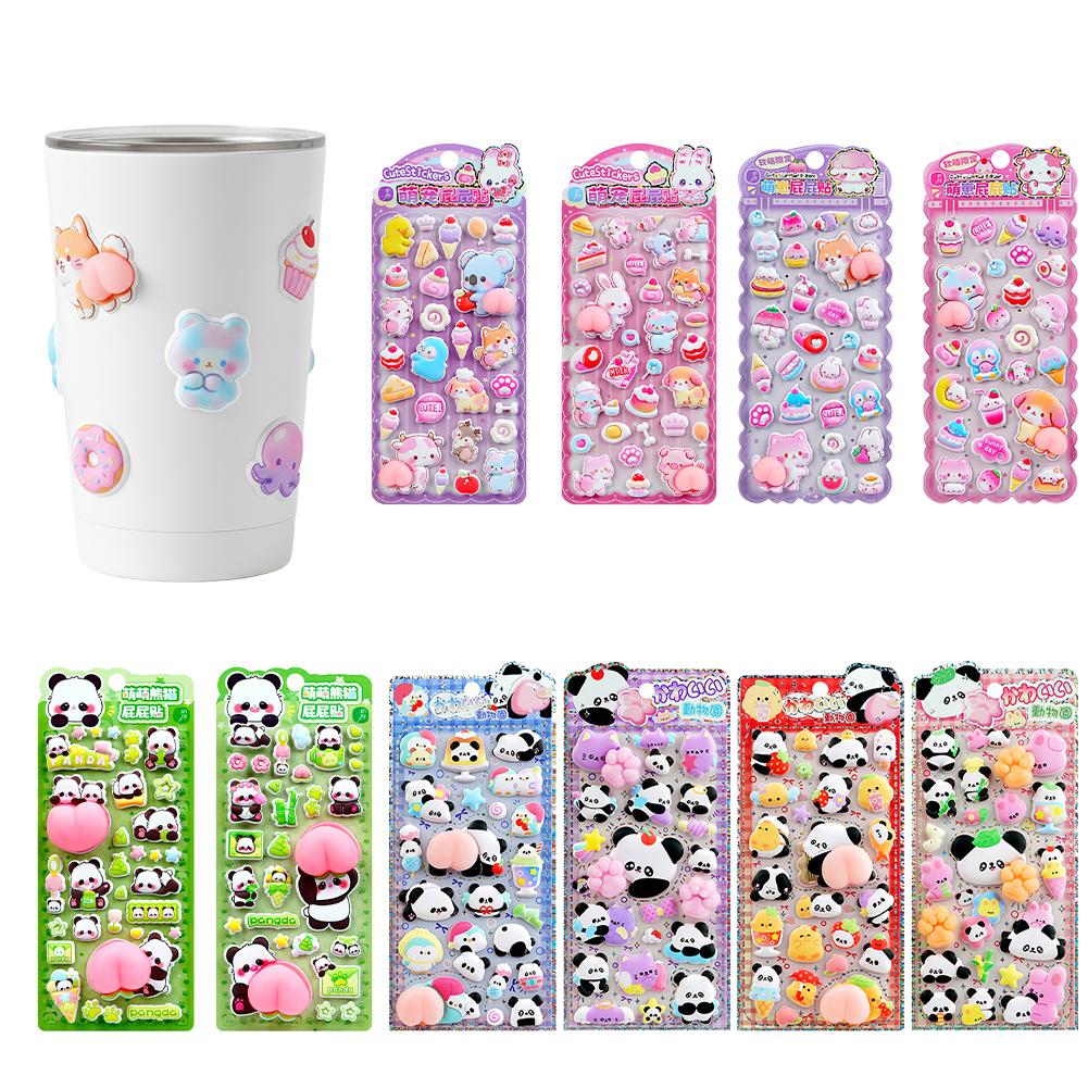 Phone Cases Kids - Niedlicher 3D-Panda-Cartoon Stressabbau-Gummi-Dekor-Aufkleber Pfoten Handyhüllen-Aufkleber für