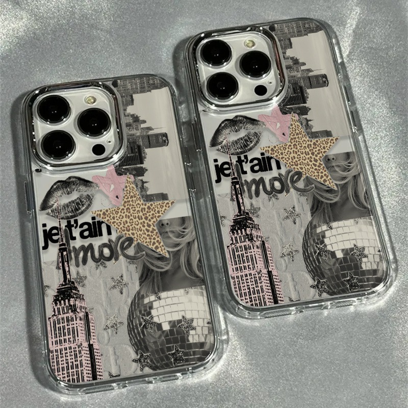 Phone Cases You Can Design - Kreative Leopardenmuster-Sternlicht-Kugel-Collage, hochwertige, transparente, galvanisierte Fotorahmen-Handyhülle,