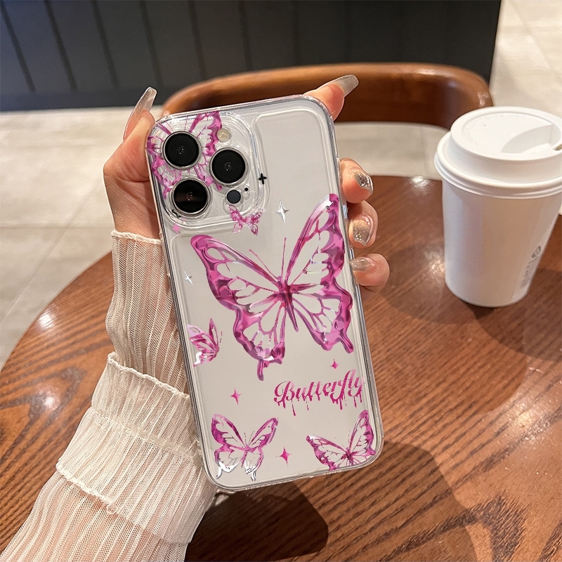 Glitter Shockproof Case - Y2K Glitzer-Schmetterling Handyhülle für iPhone 17