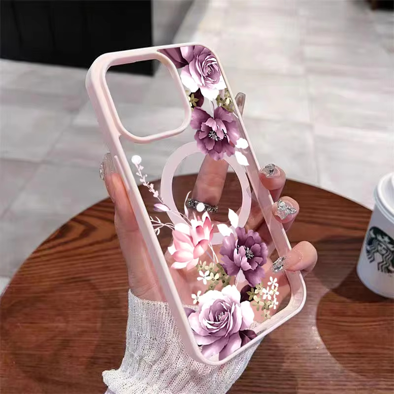 Lavendelrosa Blumenmuster Magn – Phone Cases With Magnet Bewertung und Preis